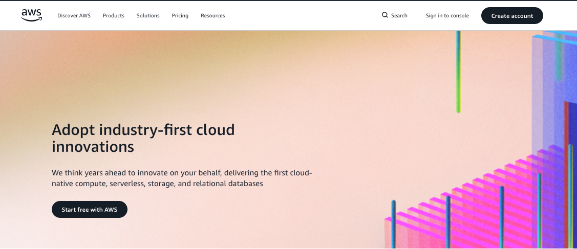 AWS homepage